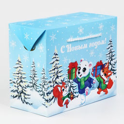 Цена за 2 шт. Пакет-коробка подарочный новогодний С Новым годом, 23?18?11 см