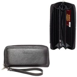 Портмоне женское Premier-S-4 н/к, 3 отд, 9 карм, ручка-петля, черный матовый (6) 178253