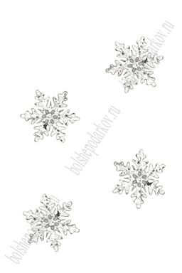 Лазерная вырубка из кожзама "Снежинка" 3 см (10 шт) серебро, несклеенная