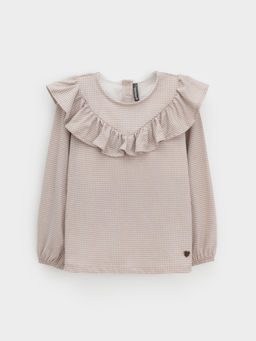 КР 302177/бежевый,гусиная лапка к625, блузка