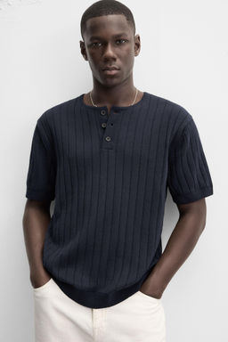 BUTTON-NECK KNIT T-SHIRT - Zara фото 6