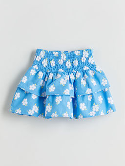 Beli Lastikli ?i?ekli K?z ?ocuk Etek