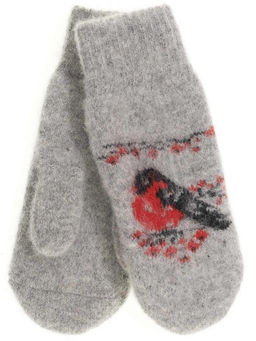 Варежки женские "Снегирь под веткой" КРУГ 3444-2