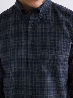 Regular Fit Y?n Kar???ml? Gabardin Erkek Ekose G?mlek