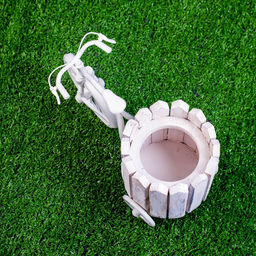 Декоративное кашпо для цветов «Велосипед», 26×12×18 см, дерево, пластик, белое