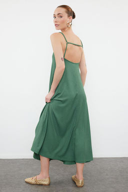 TRENDYOLMILLA Siyah Ayarlanabilir Ask?l? A-Line Burumcuk/Dokulu Orme Maxi Elbise TWOSS24EL00060  фото 30