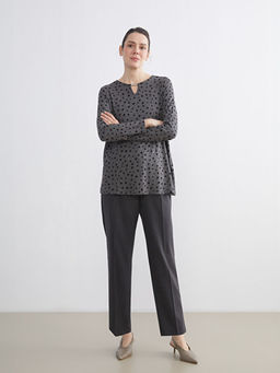 Bisiklet Yaka Puantiyeli Bluz