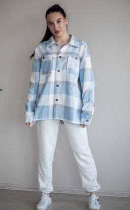 512 Рубашка клетка, голубой