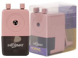 Точилка механическая INFORMAT HORNS, корпус пластик, розовая