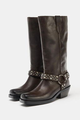 BOTA PLANA APLIQUES PIEL / Marr?n - Zara фото 4