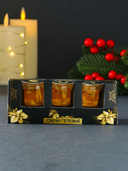 Цена за 2 шт. Набор свечей гелевых «Золотой конь. На удачу», 3 шт., золотые, 2.5×2.5×2.5 см