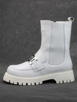04-YPM5807B WHITE Ботинки зимние женские (натуральная кожа, натуральный мех) - Фабричный китай фото 4