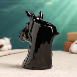 Фигурное кашпо для цветов «Единорог», 250 мл, 13×5×13 см, керамика, чёрное