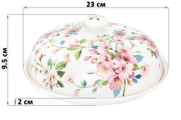 Блинница 23*23*9,5 см "Яблоневый цвет на белом" фарфор NEW BONE CHINA