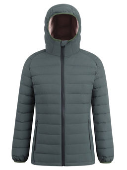 Куртка женская стёганая с капюшоном с графеновой подкладкой цвета хаки 9624_1Kh