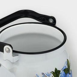 Чайник Цветы синие, 3.5 л, эмалированная сталь, белый