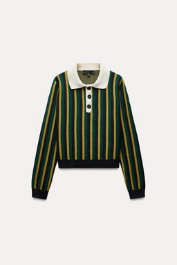 STRIPED POLO KNIT SWEATER - Zara фото 5