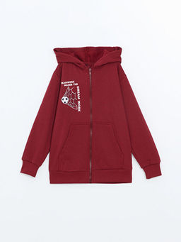 Kap??onlu Erkek ?ocuk Fermuarl? Sweatshirt