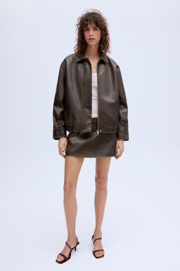 100% LEATHER BOMBER JACKET ZW COLLECTION LIMITED EDITION - Zara фото 12