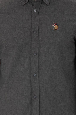 Мужская рубашка антрацитового цвета с длинным рукавом - U.s. polo assn фото 6