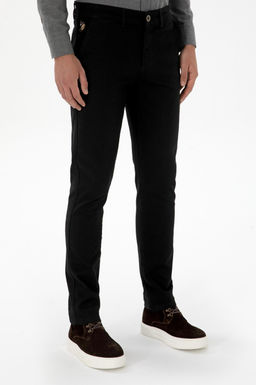 Erkek Slim Fit Siyah Kanvas Pantolon