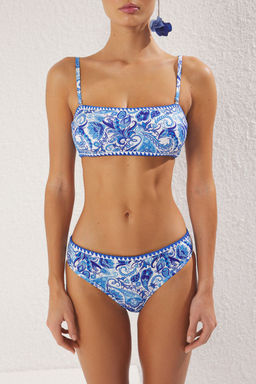 TRENDYOLMILLA Mavi Sal Desenli Straplez Nak?sl? Regular Bikini Tak?m? TBESS25BT00138  фото 3