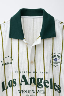 CAMISA PUNTO RAYAS TEXTO / Raya verde - Zara фото 3