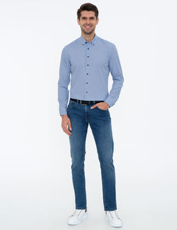 Lacivert Slim Fit Uzun Kollu G_mlek