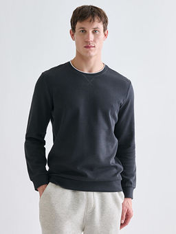 Bisiklet Yaka Uzun Kollu Erkek Sweatshirt