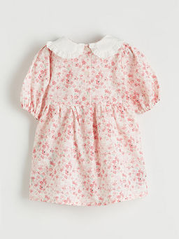 K?z Bebek Bebe Yaka ?i?ekli Poplin Elbise