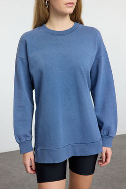 TRENDYOLMILLA Ekru Oversize/Genis Kal?p Y?rtmac Detayl? Kal?n Ici Polarl? Orme Sweatshirt TWOAW23SW00195  фото 3