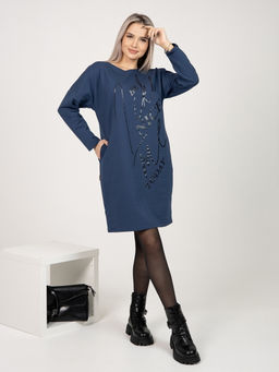 Платье женское П-164 (футер с лайкрой) Тёмное индиго - Elenatex фото 11