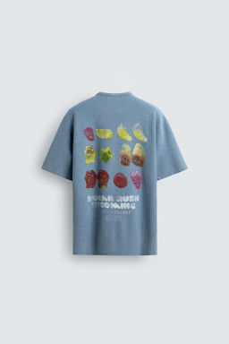 CAMISETA PUNTO LAVADO ESTAMPADO GOMINOLAS / Celeste lavado - Zara фото 9
