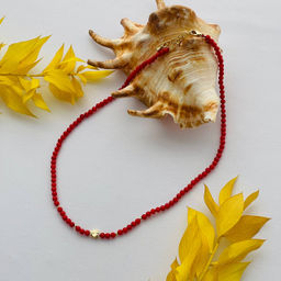 Бусы из красного Коралла со вставкой "Сердце" 43 см +