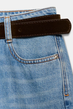 Z.08 BELTED WIDE-LEG CROPPED JEANS - Zara фото 8