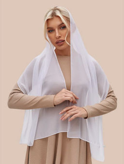 K13591 Платок 50/160 шифон БЕЛЫЙ