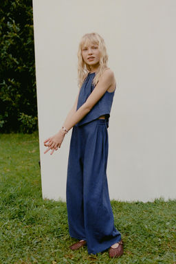 MONO LARGO CON LINO / marino