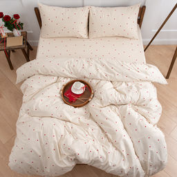 КПБ Чистый хлопок, 2,0 спальный с простыней на резинке, наволочки 50х70, поплин, 100% хлопок, Сердечки ВБ Пододеяльник 177х215; простыня 160х200х25; наволочка 50х70 (2шт) 2,0 спальный с простыней на резинке 160х200х25