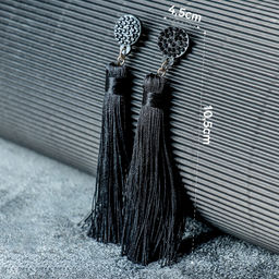 Серьги «Кисти» гармония, цвет чёрный, L кисти 8.5 см