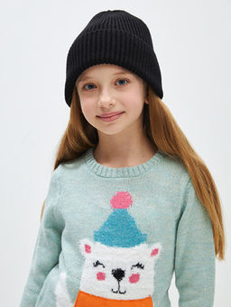 Bisiklet Yaka Desenli Uzun Kollu K?z ?ocuk Triko Kazak - Waikiki фото 3