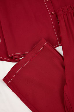 Bordo Duz Shally Dokuma Pijama Tak?m? THMSS26PT00003 - Trendyolmilla фото 14