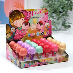 Цена за 24 шт. Блеск для губ «Вафельный рожок», микс цветов и ароматов, 7 г