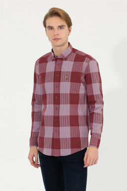 Рубашка мужская U.S. Polo Assn в шотландскую клетку красная  фото 8