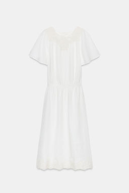 VESTIDO LINO CROCHET ZW COLLECTION / Beige claro - Zara фото 5