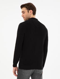 Siyah Slim Fit Fermuarl_ Dik Yaka Kazak - Pierre cardin фото 5