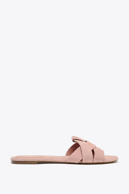 FLAT LEATHER CROSS-STRAP SANDALS - Zara фото 9