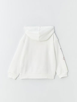 Bask?l? Uzun Kollu K?z ?ocuk Hoodie - Waikiki фото 3