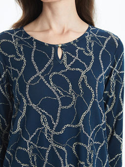 Bisiklet Yaka Desenli Kad?n Bluz