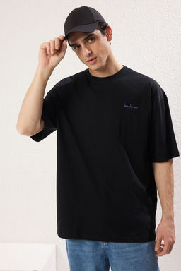 TRENDYOL MAN Siyah Oversize/Genis Kesim %100 Pamuklu Bask?l? T-Shirt TMNSS25TS00119 - Trendyolmilla фото 16