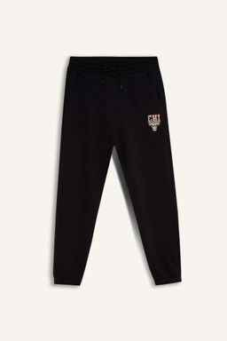 Толстые спортивные штаны для бега DeFactoFit NBA Chicago Bulls, стандартный крой, карманы, кружевная талия, эластичные штанины
